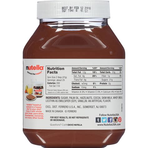 The label can be personalised with any name, word, greeting of your choice. Nutella Nutrition Facts Canada - Nutrition Ftempo