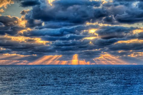Wallpaper Sunlight Sunset Sea Shore Reflection Sky Clouds