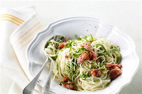 Angel Hair Pasta With Smoked Trout, Rocket, Chilli And Lemon Recipe