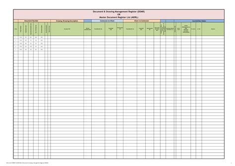 Drawing Register Excel Template Free Templates Printable Download