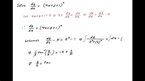 Solve The Differential Equation Dy Dx Square 4x Y 1 YouTube