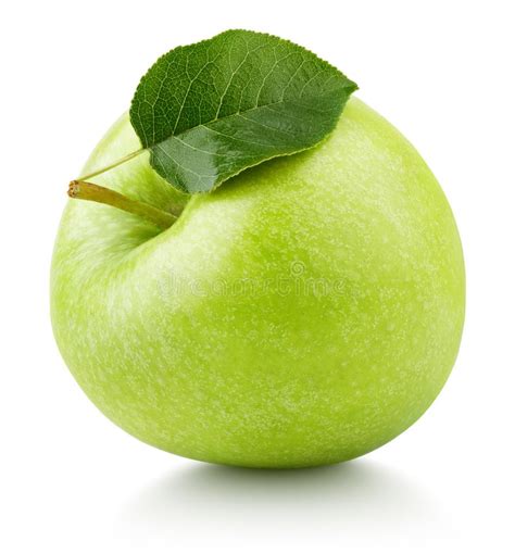 Fruit Vert De Pomme Avec La Feuille Verte Disolement Sur Le Blanc