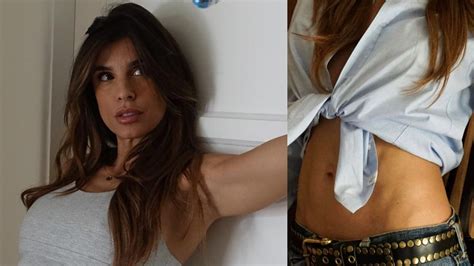 Elisabetta Canalis Shows Off Her Abs In Autumn She Dares With A Low Waist And A Tied Shirt