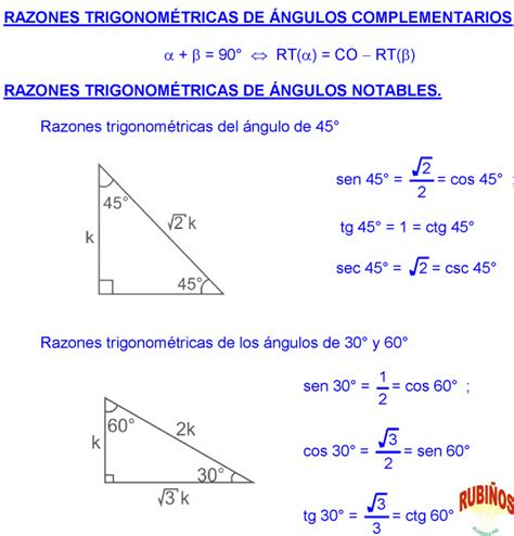 Razones Trigonométricas Complementarias Y Notables área De Un Triángulo