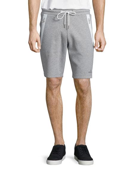 Moncler Zip Pocket Knit Sweat Shorts Gray Neiman Marcus