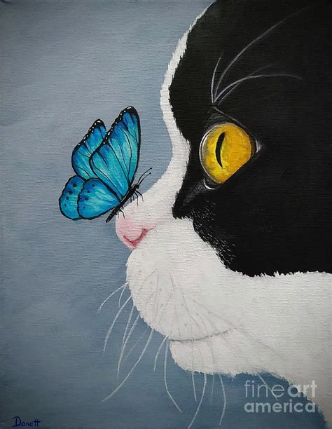 Phoebe The Cat Butterfly Kisses Painting By Danett Britt