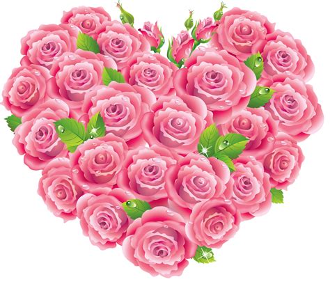 Rose Pink Heart Clip Art Pink Roses Heart Clipart Png