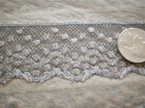 Antique French Silver Metal Lace Trim 1 14