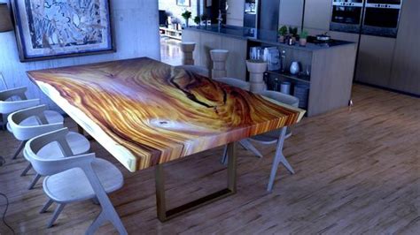 Solid acacia wood, slick brass legs, cutout handles. 25 Collection of Unique Acacia Wood Dining Tables | Coffee ...