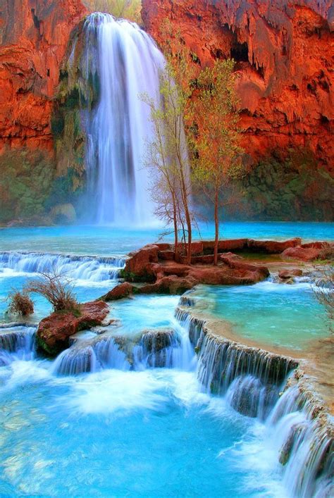 Navajo Falls Havasupai Arizona Usa Havasu Falls Waterfall
