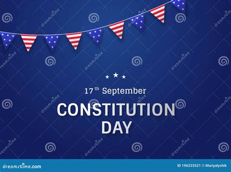 Constitution Day In Usa Banner Design With Bunting Patriotic Flags