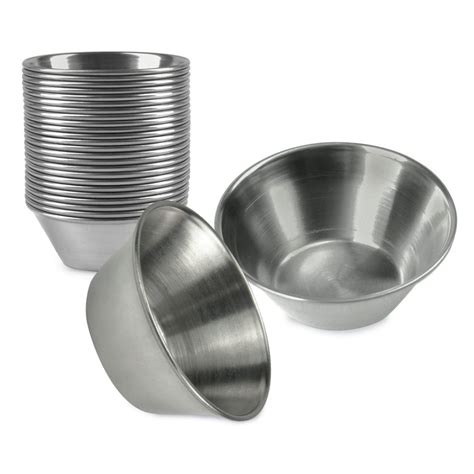 24 Pack 15 Oz Stainless Steel Sauce Cups Individual Round