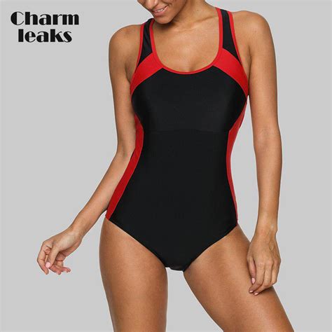 Kjøp Charmleaks One Piece Women Sports Swimwear Sports Swimsuit Colorblock Swimwear Open Back