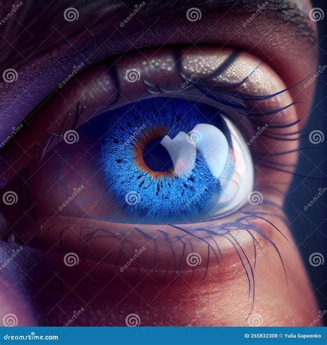 Beautiful Big Blue Eyes Macro Illustration Generative Ai Stock
