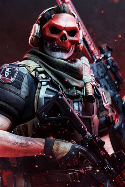 Call Of Duty Ghost Costume Red Skull Fantazi Sanatı Iphone Duvar