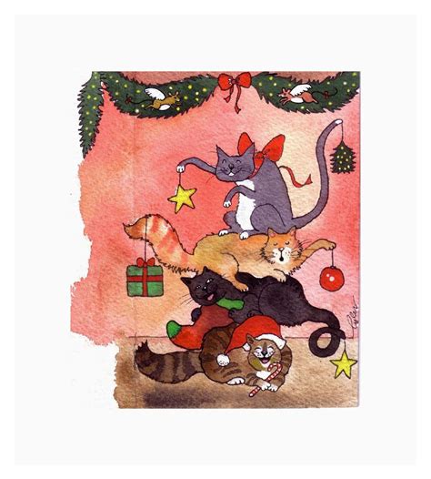 Maybe you would like to learn more about one of these? Cat Christmas Card Funny Cats Card Cat Art Christmas | Etsy