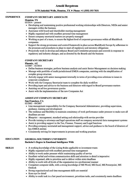 I would suggest giving this responsibility to some sort of assistant or junior level position. Company Secretary Resume Samples | Velvet Jobs within ...