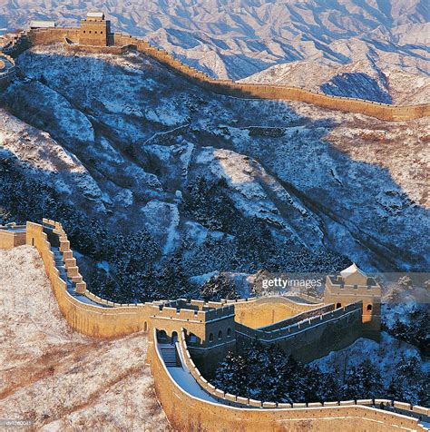 Aerial View Of The Great Wall Of China China High Res Stock Photo