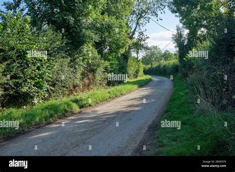 An Empty Single Track Country Lane Rural Community Of Womersley North