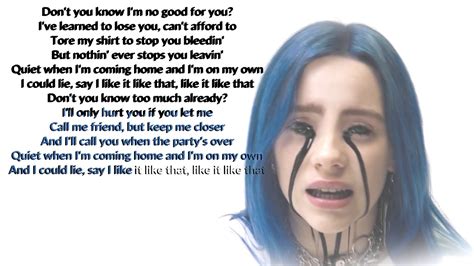 Billie Eilish Lyric Video When The Party S Over Youtube