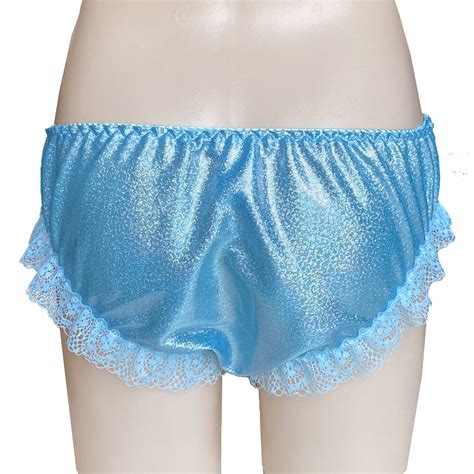 aqua shinny lace sissy frilly full panties bikini knicker underwear size 10 20 £14 50