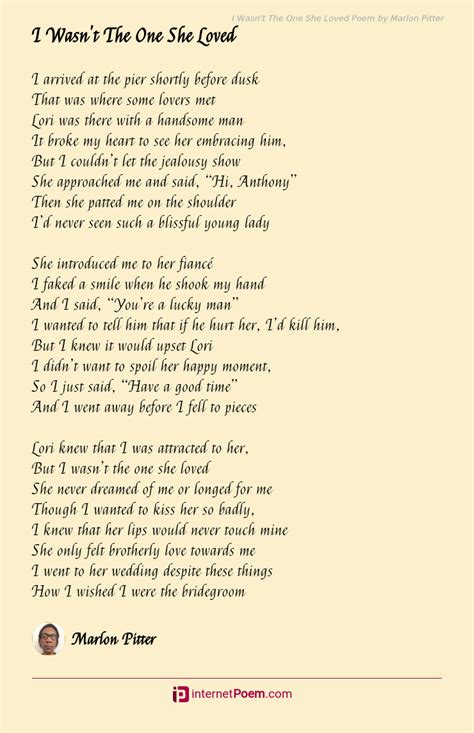 I Wasnt The One She Loved Poem By Marlon Pitter
