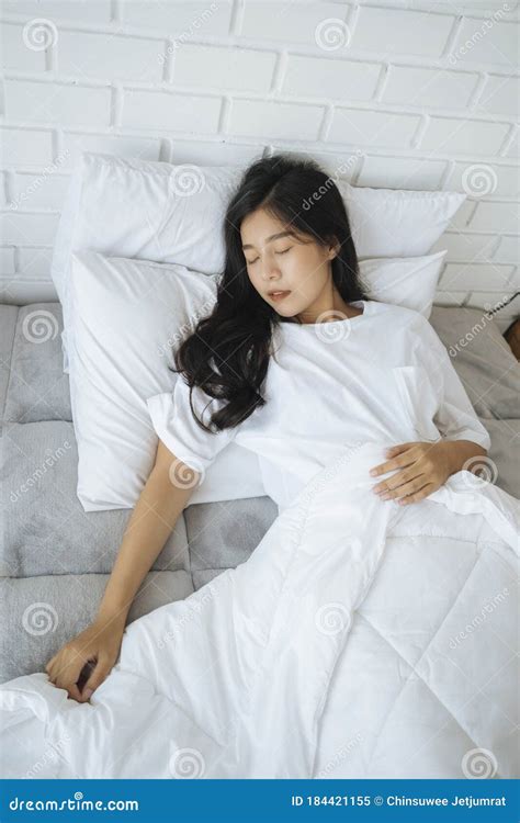 Thai Cute Girl Sleeping On A Bed Stock Image Image Of Asia Interior 184421155