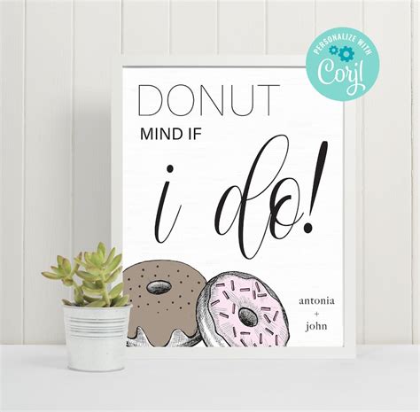 Donut Mind If I Do Printable Donut Wall Sign Donut Bar Etsy