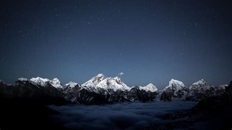 Mountains Starry Sky Night Wallpaper 2048x1152 Qwxga