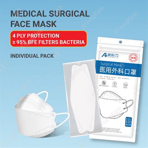 Kf94 4ply Surgical Adult Face Mask White Individual Pack