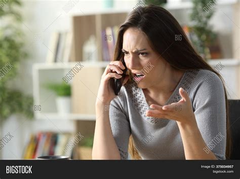 Angry Woman Calling Image And Photo Free Trial Bigstock