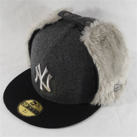 New Era 59fifty Ny Yankees Melton Dog Ear Grey Russian Winter Fitted Hat Cap Ebay