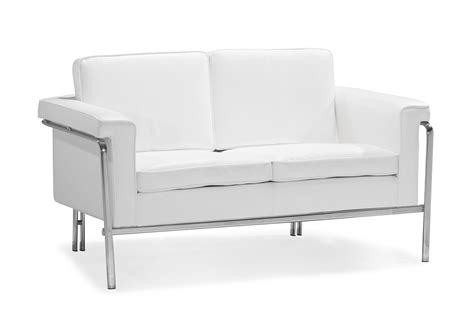 In total, there are six cushions on this couch, two seat cushions, two back cushions and two arm cushions. Modern White Leatherette Sofa Set Single | Leather Sofas