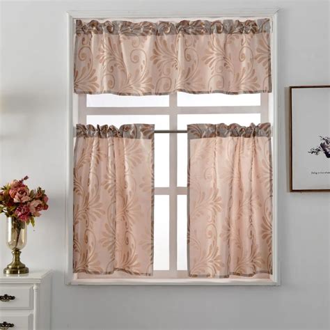 Window Curtain Short Style Kitchen Panel Jacquard Pocket Cafe European