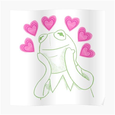 Kermit Heart Meme Poster By Geekartistry Redbubble
