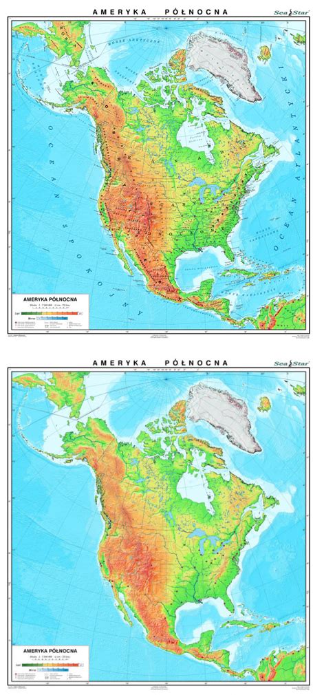 Geografia Klasa 8 Ameryka Północna I Południowa - AMERYKA PÓŁNOCNA fizyczna / ćwiczeniowa
