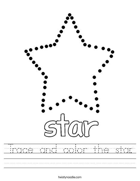 Trace And Color The Star Worksheet Twisty Noodle