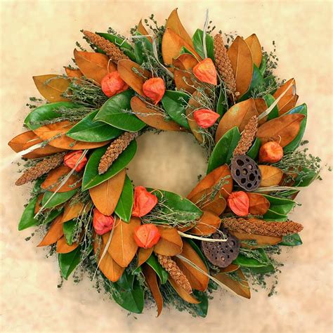 This Magnolia Lantern Wreath Includes Sweet Smelling Savory Grasses