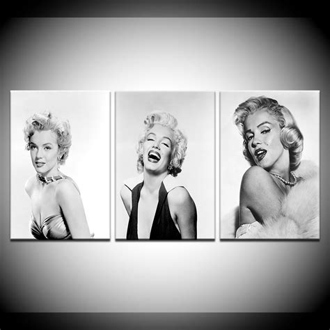 3 Pcs Canvas Painting Wall Art Home Decor Sexy Marilyn Monroe Black