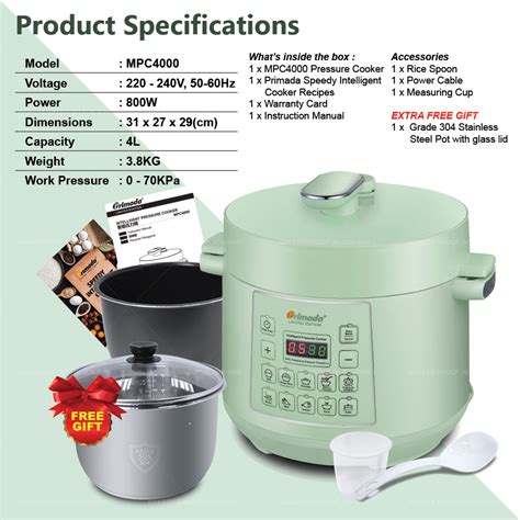 The raised pressure and temperature not only. Primada Malaysia. Primada Limited Edition Pressure Cooker ...