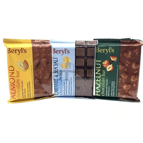 Beryl s Bar Almond Caramel Sea Salt Hazelnut Chocolate 100g Halal 杏仁