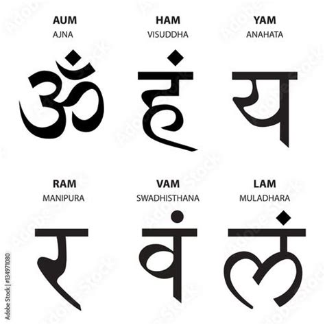 Download Chakra Sound Symbols Sanskrit Letters Vectors Stock Vector