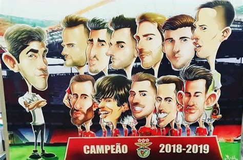 O seu historial e forte base de adeptos fazem do benfica um dos três. Caricatura do Benfica #37. Em cima: Bruno Lage; Seferovic ...