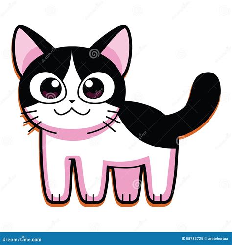 Cartoon Cute Cat Isolated On White Background Stock Illustration