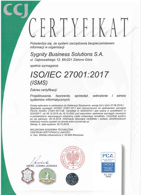 Czym jest unijny certyfikat covid? Certyfikat ISO/IEC 27001:2017 - Sygnity Business Solutions