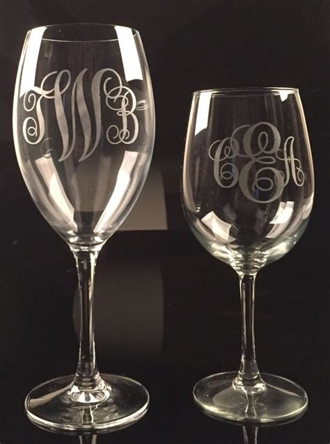 Custom Etched Monogram Wine Glass