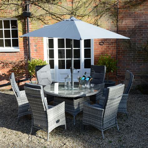 At the end of the 1990s this combination was widely adopted by high end outdoor furniture designers. Kensington Malmo 135cm Round Table with 6 Reclining Dining ...