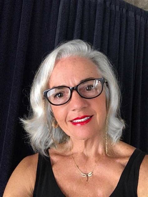 Pin By Patti Dooley On Going Grey Grey Hair And Glasses Natural White Hair White Hair With