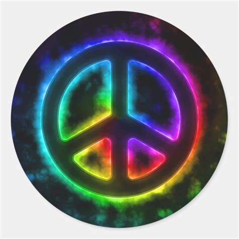 Glowing Rainbow Peace Sign Sticker