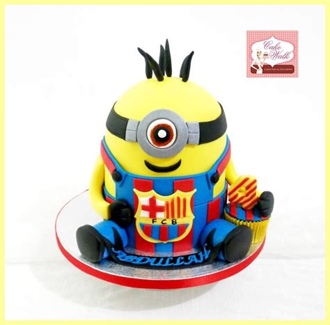 If you wish, they will make up happy birthday, thank you or any greeting on a chocolate plaque for your cake (classy looking, too as well as yummy). The FC Barcelona Minion Birthday Cake by Cake Walk, Abu ...